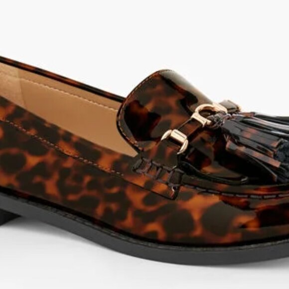 Talbots New In Box - Laura Tort Patent Leather Tassel Loafers - Picture 1 of 2